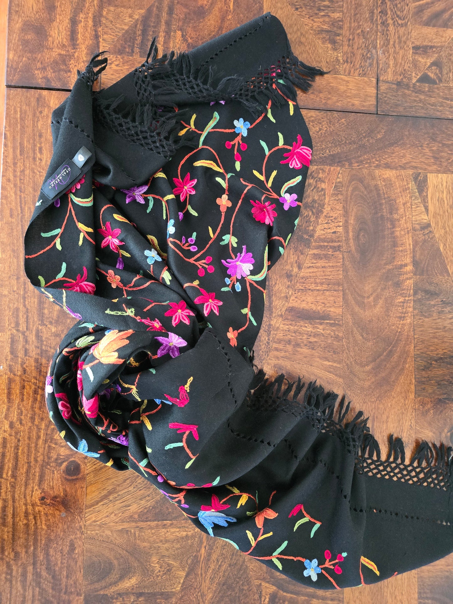 Black Kash Star Colourful Merino Wool Shawl