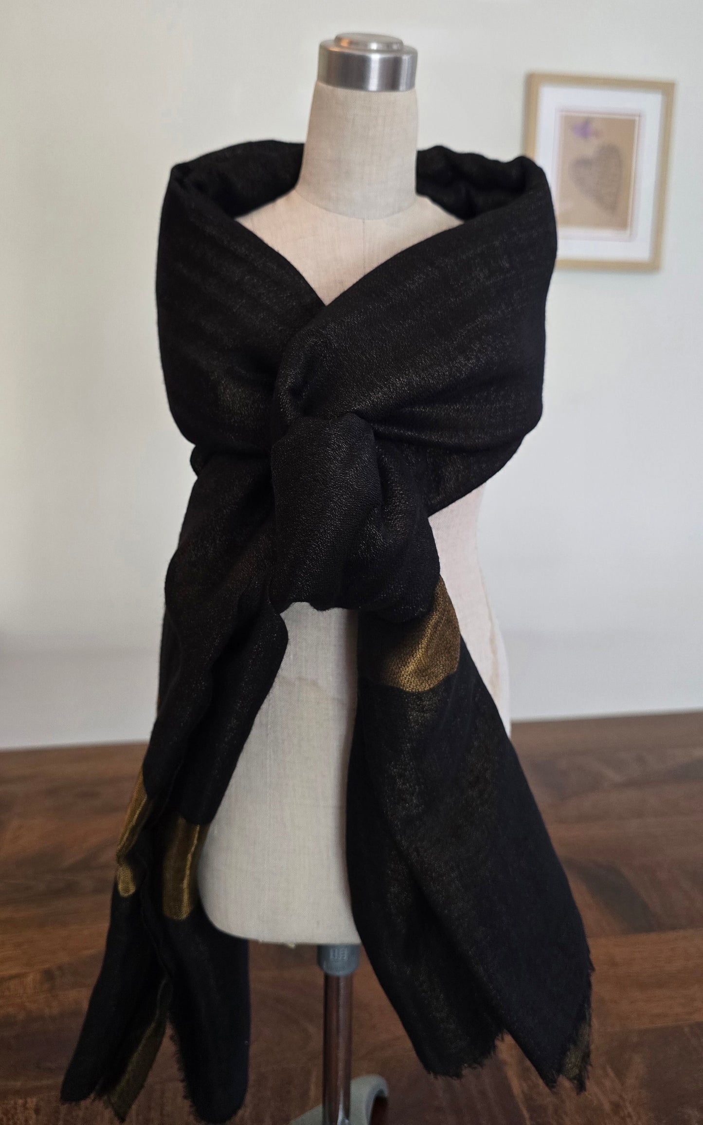 Black Gold Merino Wool & Lurex Shawl