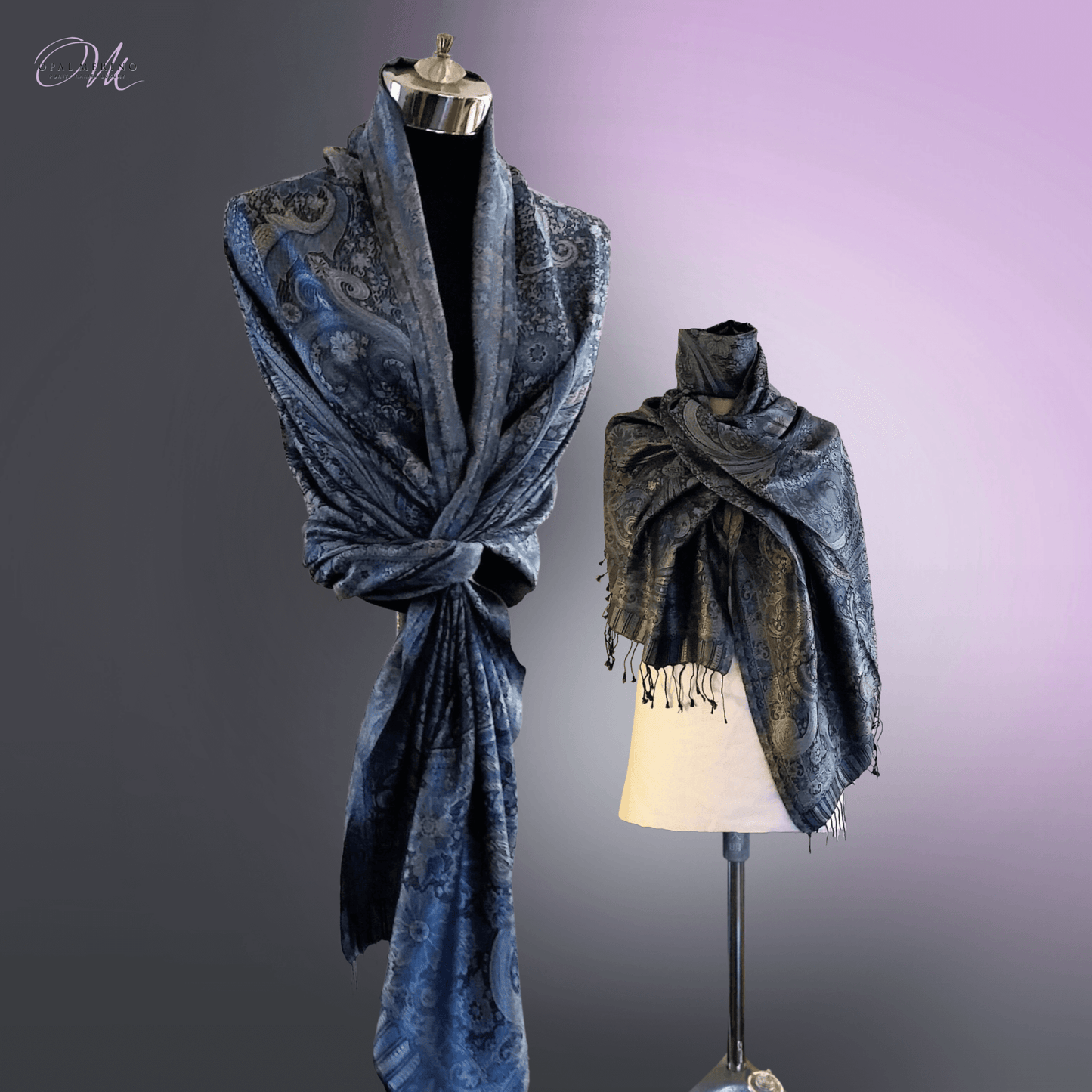 Denim Blue Pure Silk Shawl