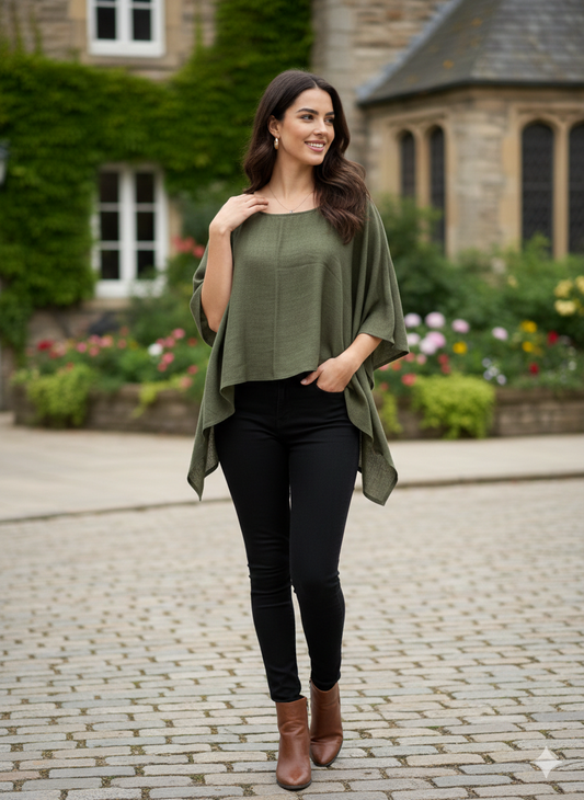 Cashmere Merino Kimono Top Sage Green