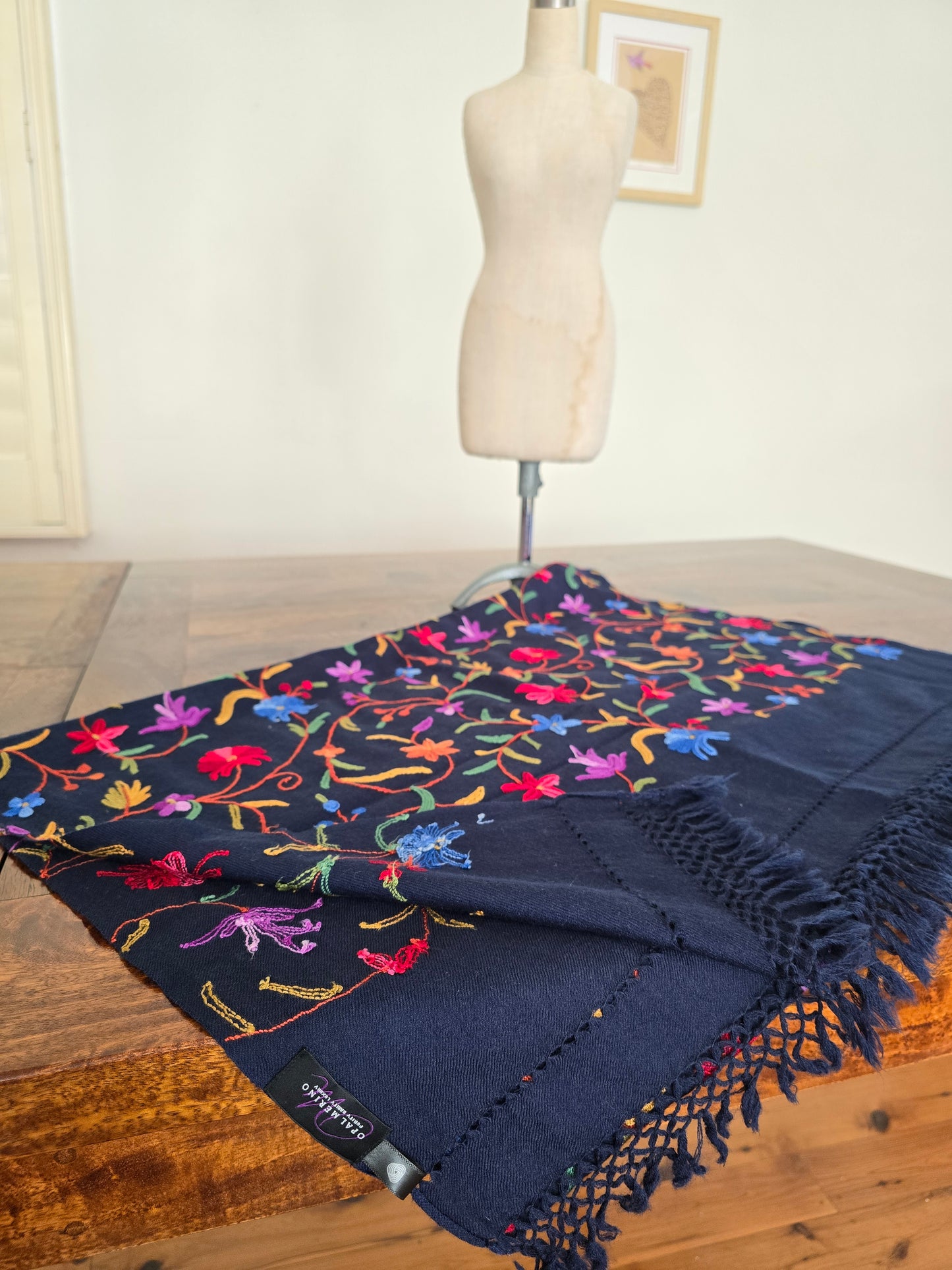 Navy Kash Star Merino Wool Shawl