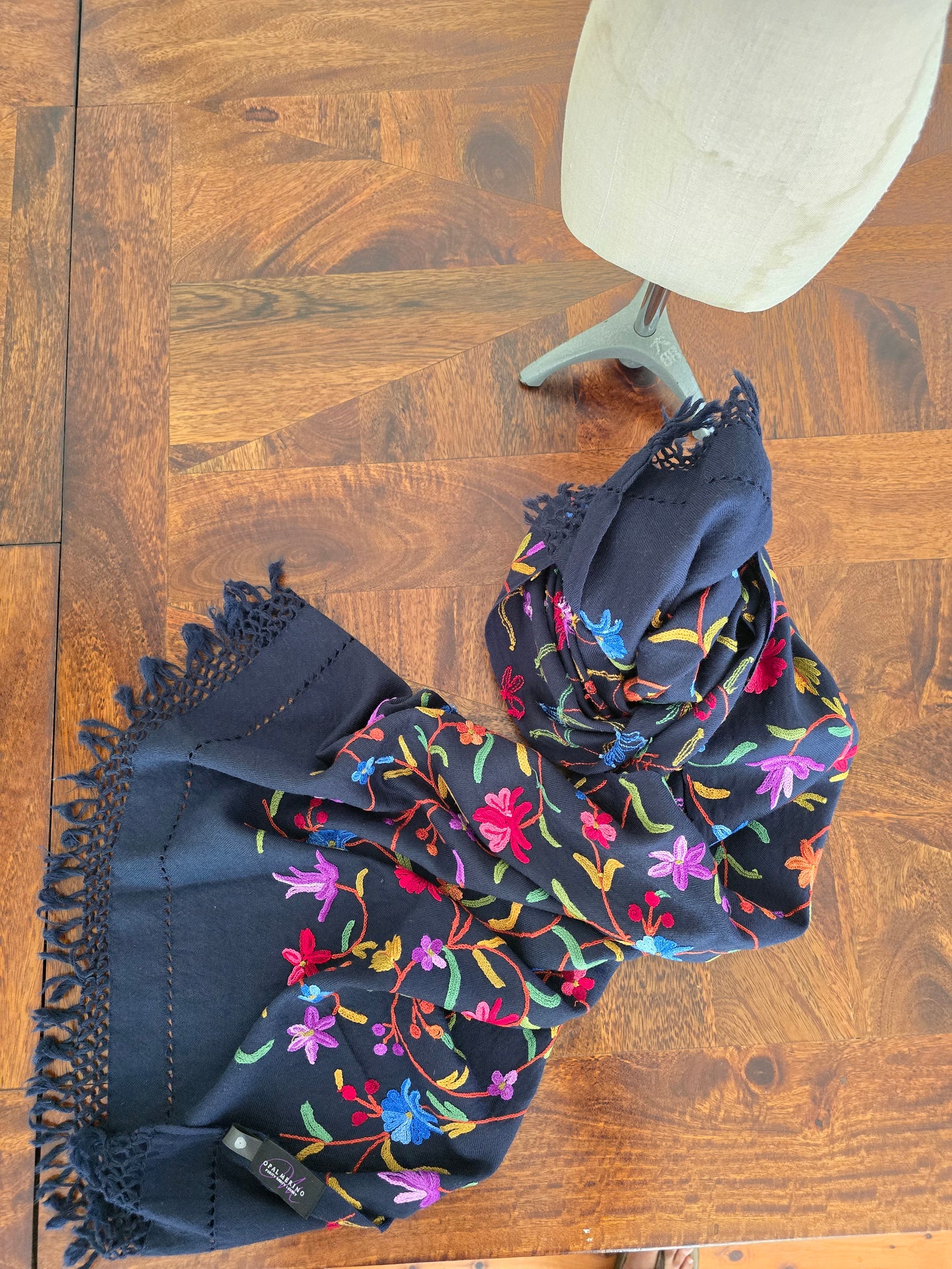 Navy Kash Star Merino Wool Shawl