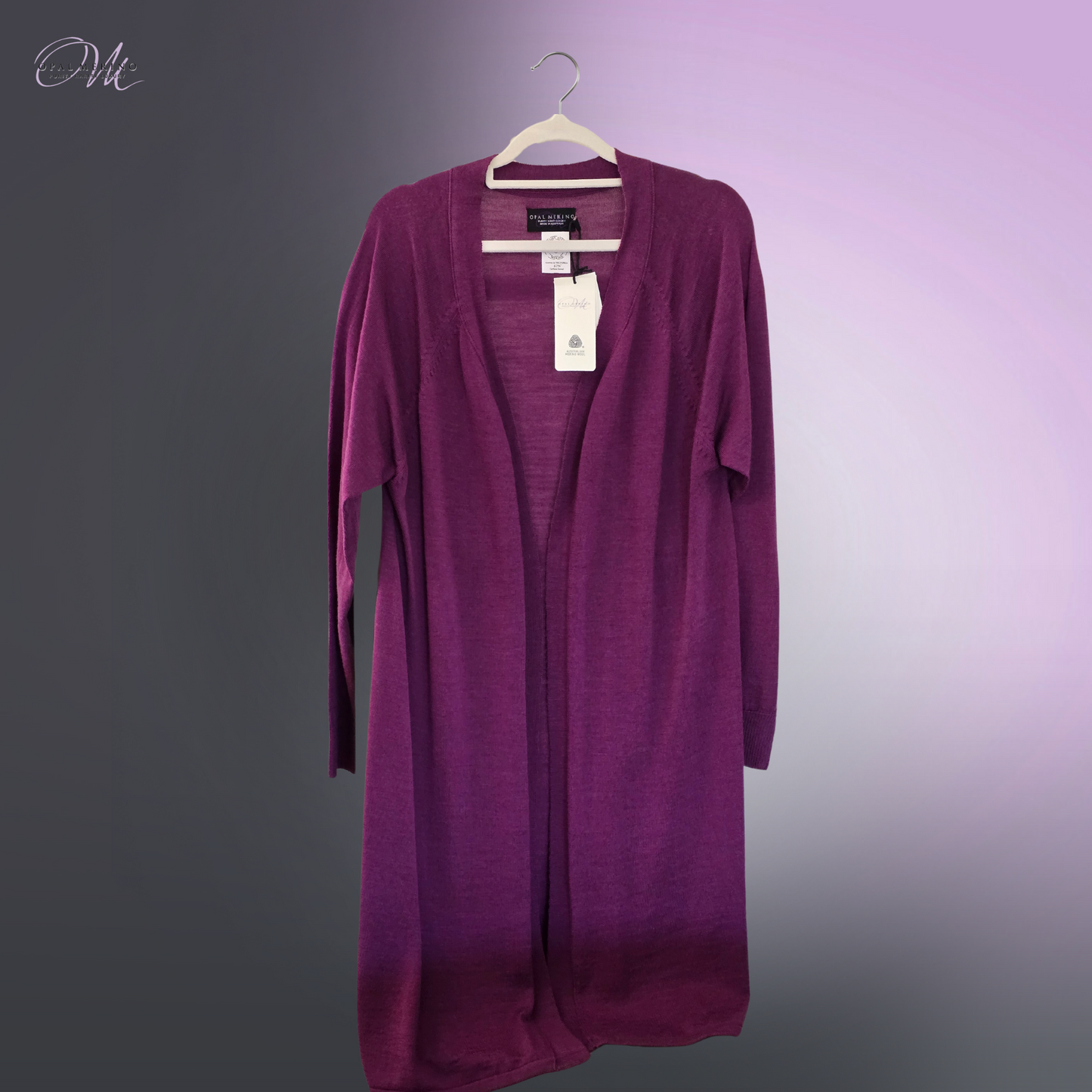 Purple Pure Merino Wool Cardigan Extra Fine