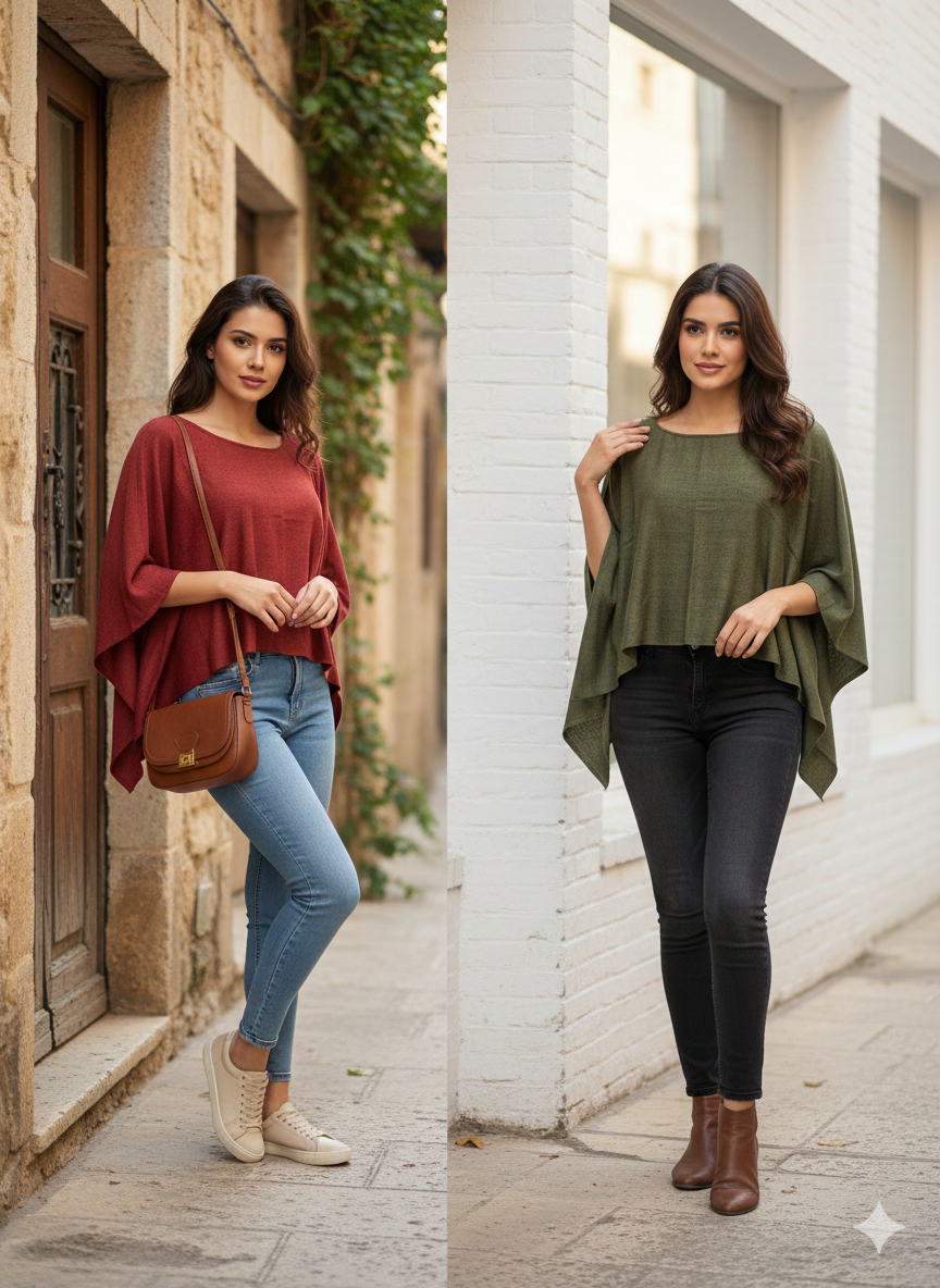 Cashmere Merino Kimono Top Rust