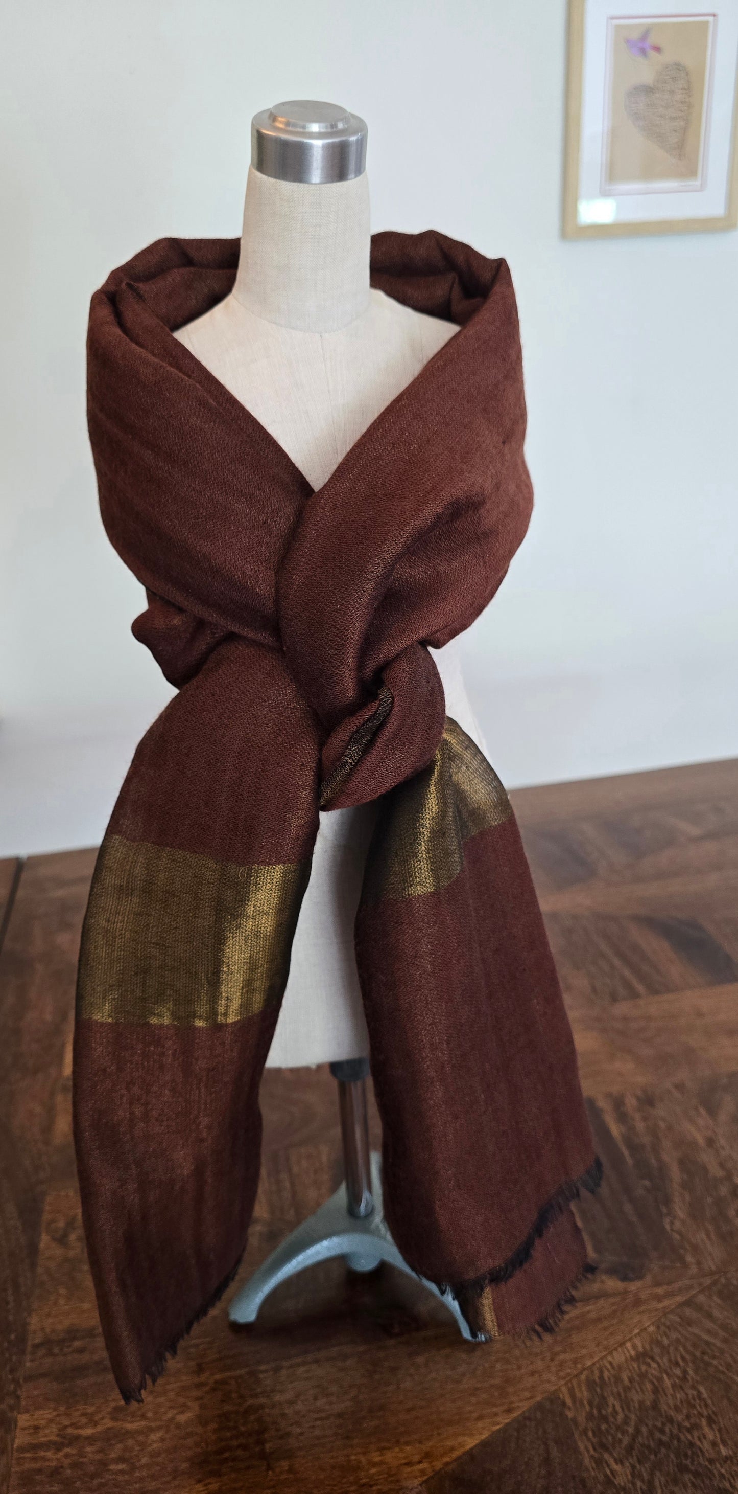 Rust Merino Wool & Lurex Shawl