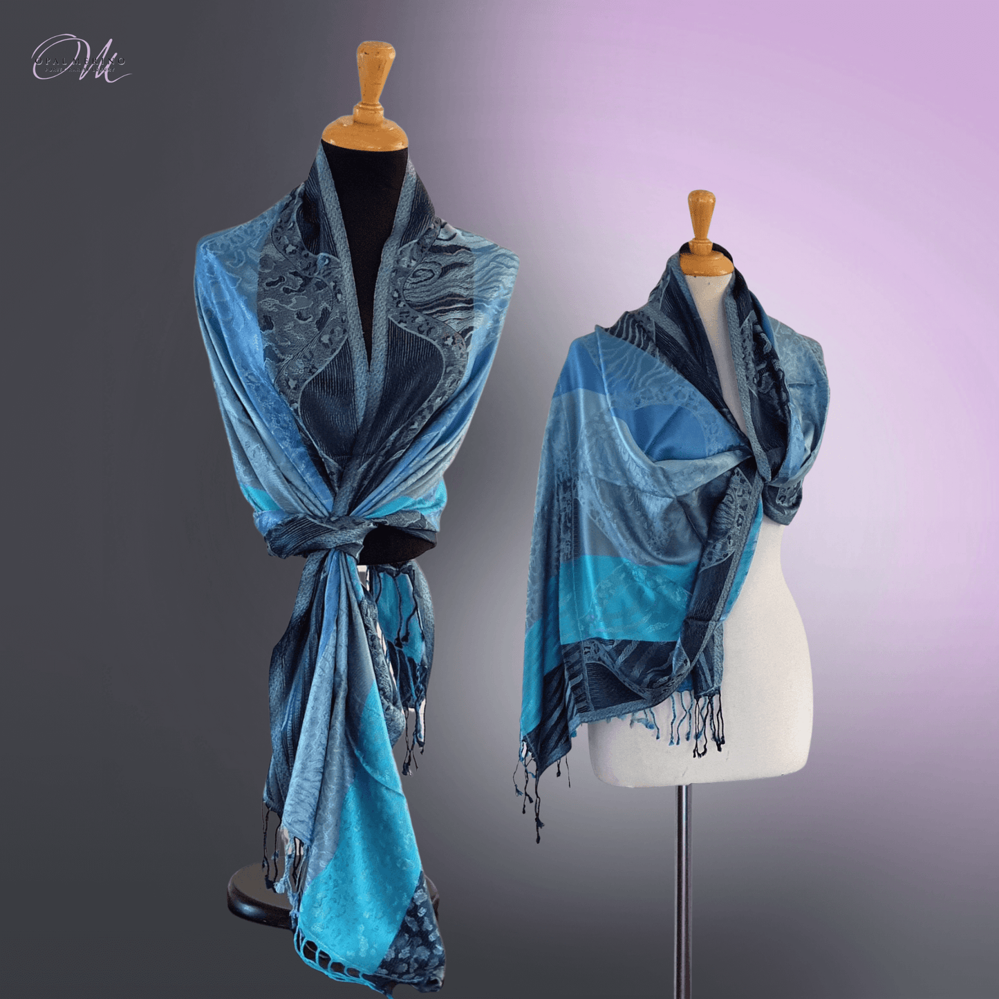 Seven Shades Of Blue Pure Silk Shawl