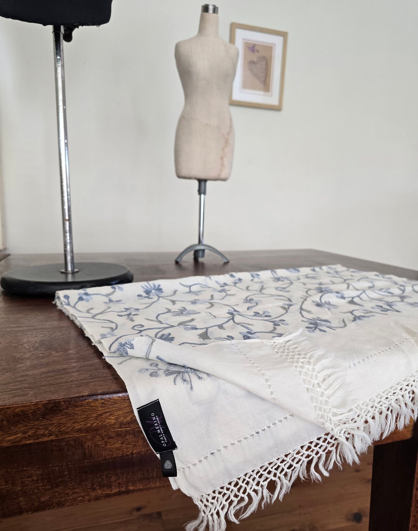 Pearl White Kash Star Merino Wool Shawl