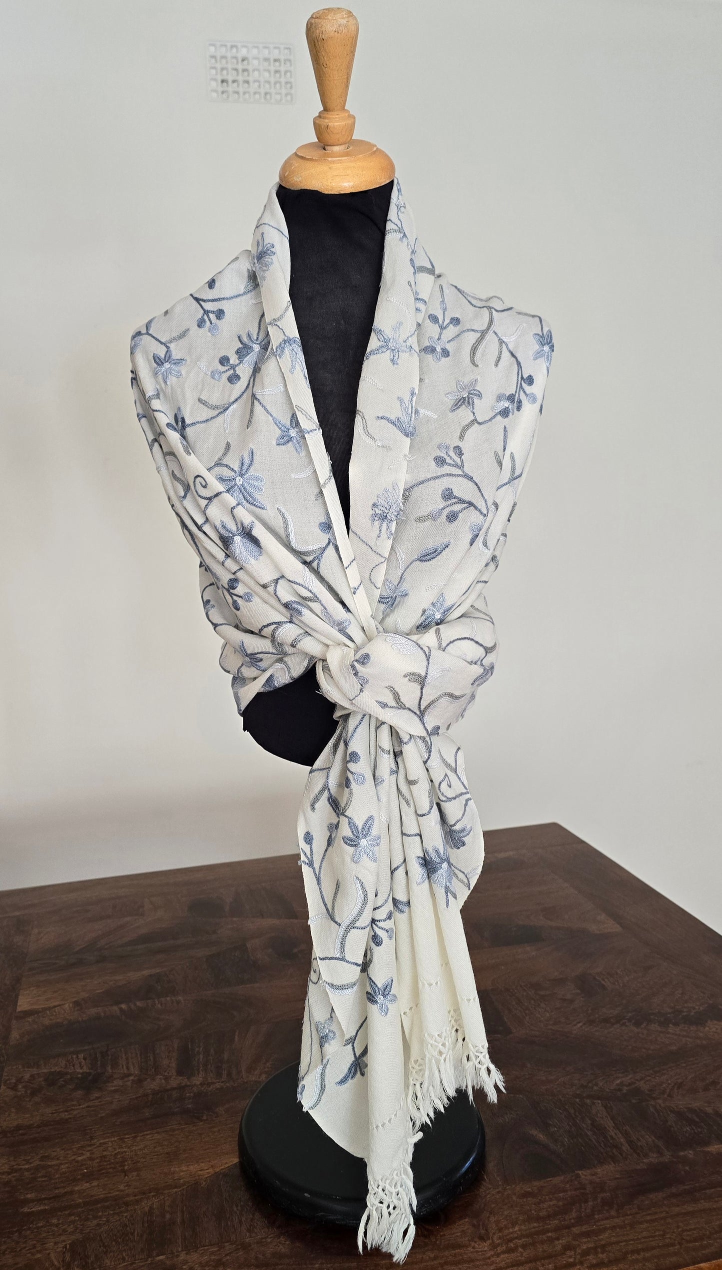 Pearl White Kash Star Merino Wool Shawl