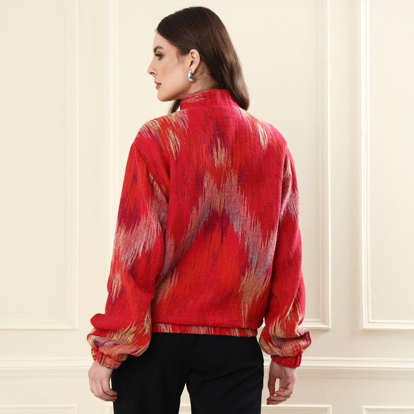 Merino Wool Bomber Jacket Coral