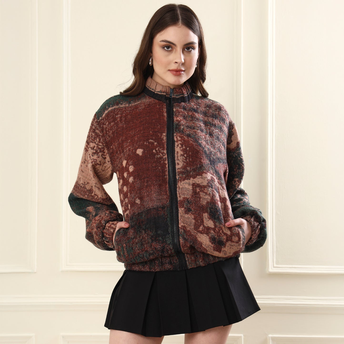 Merino Wool Bomber Jacket Green