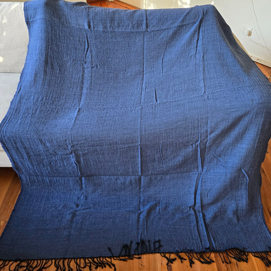 Merino Wool Blankets & Throws Petrol Blue