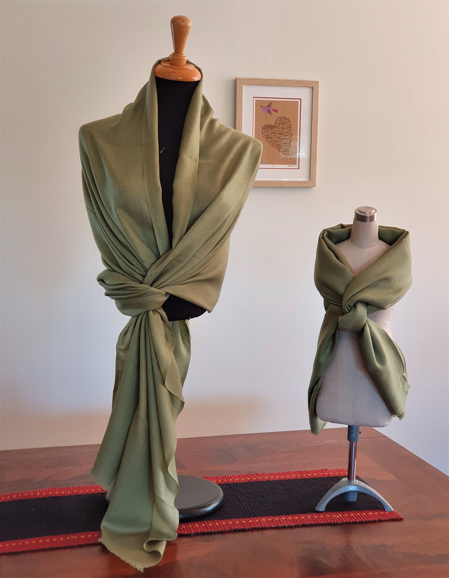 Pistachio Green Merino Wool & Silk Shawl