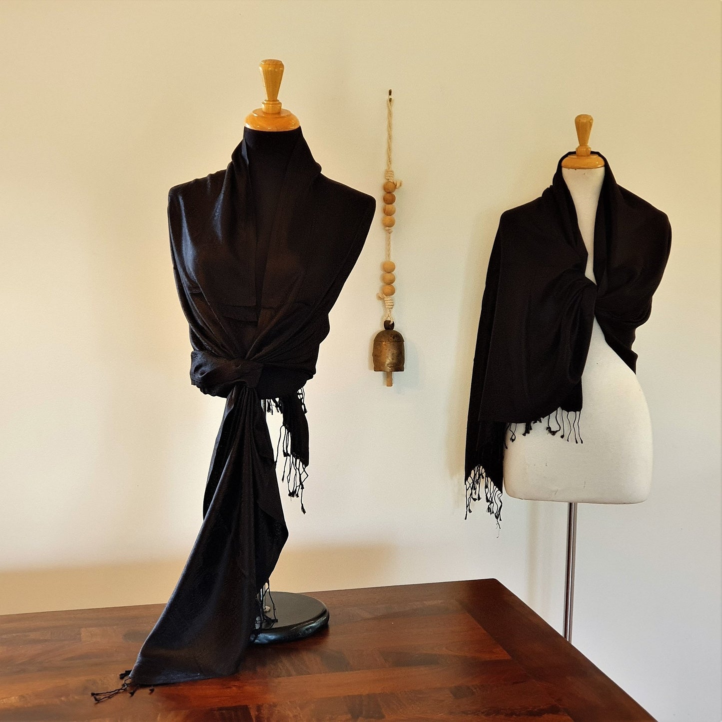 Black Pure Silk Shawl - Opal Merino