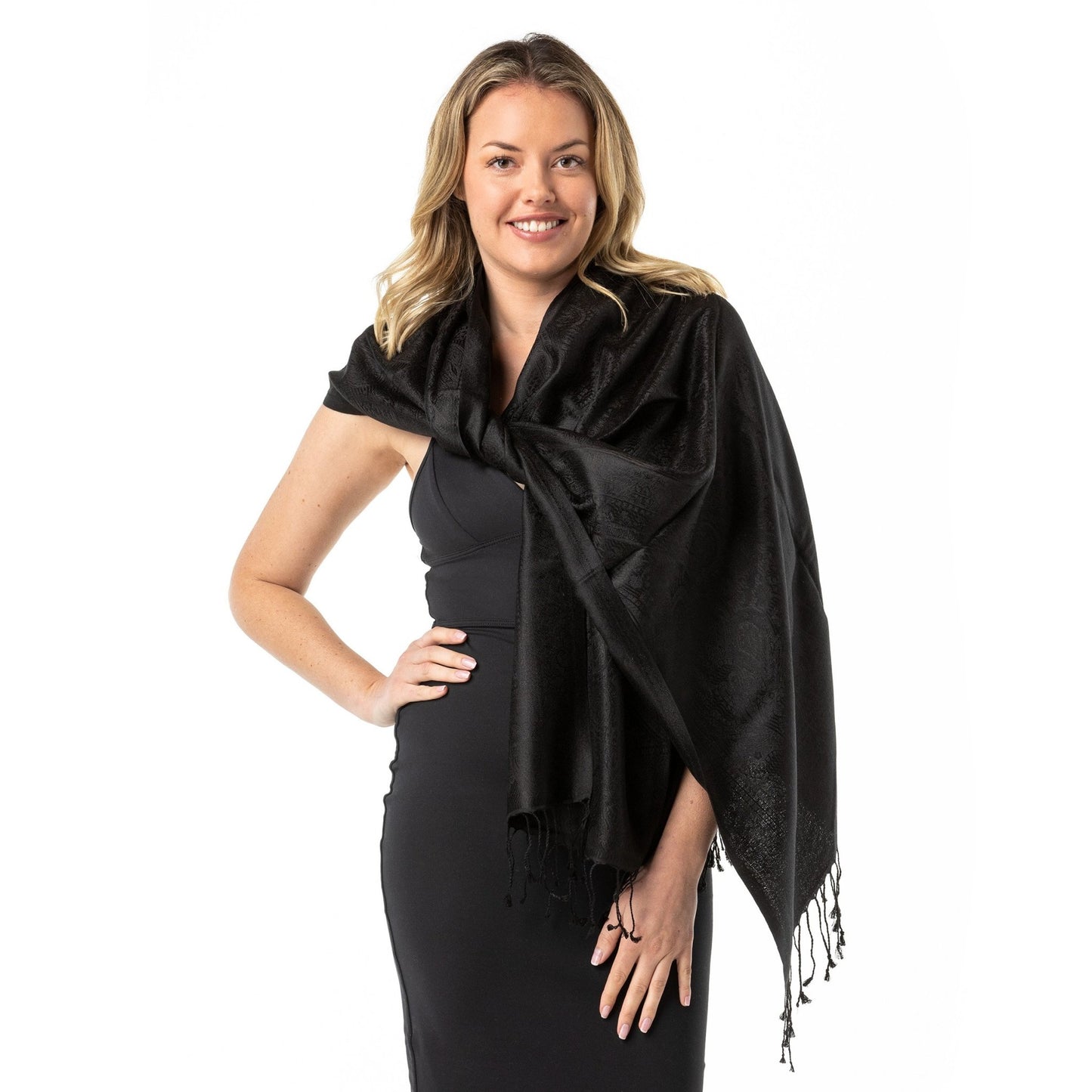 Black Pure Silk Shawl - Opal Merino