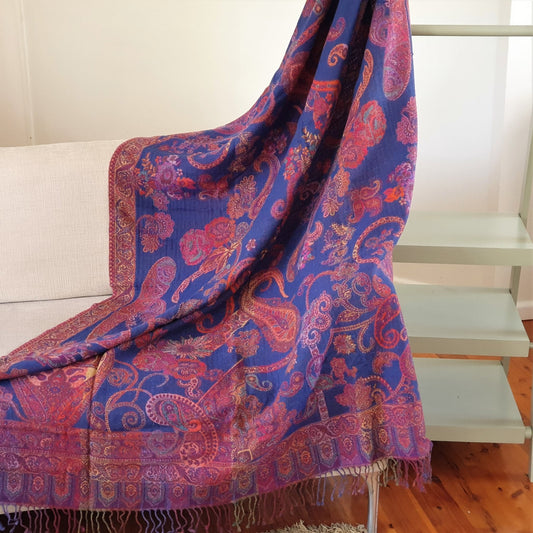 Merino Wool Blankets & Throws Blue Bouquet - Opal Merino