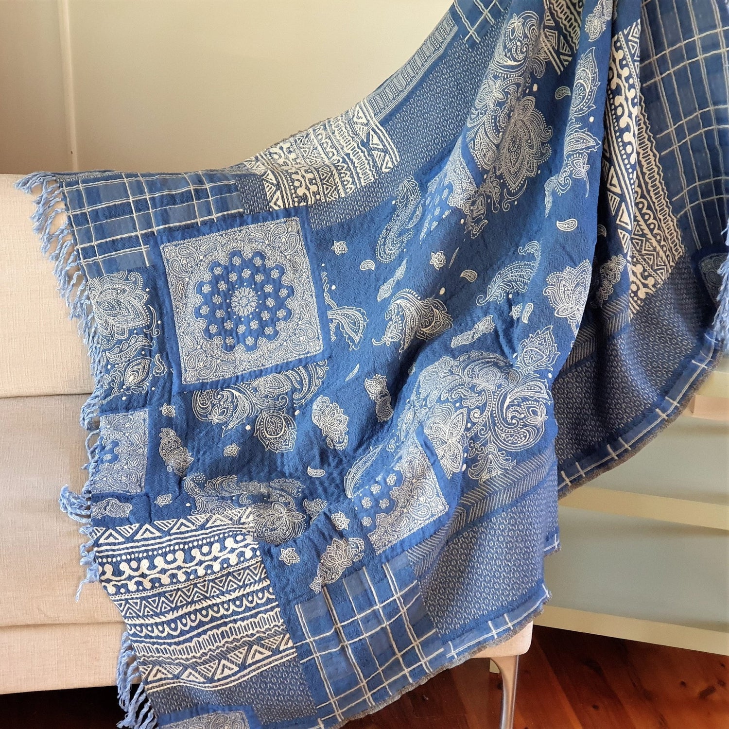 Merino Wool Blankets & Throws Blue Sectional - Opal Merino