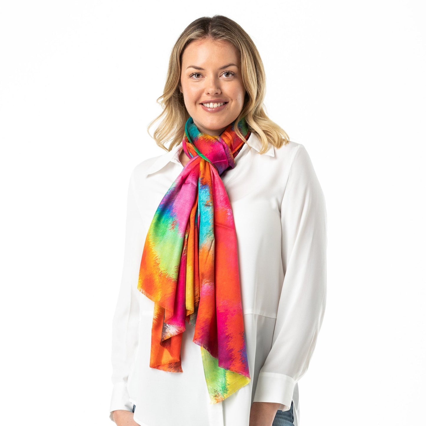 Pure Silk Wrap Abstract Pollock - Opal Merino