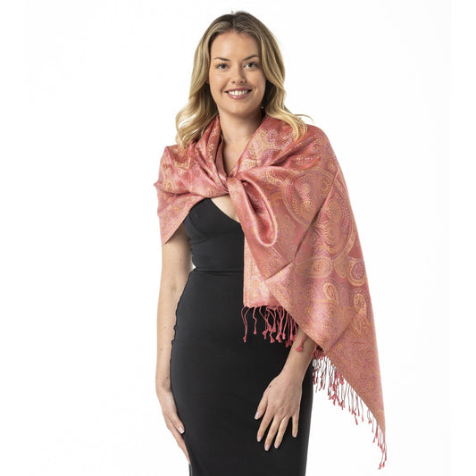 Rose Gold Pure Silk Shawl - Opal Merino