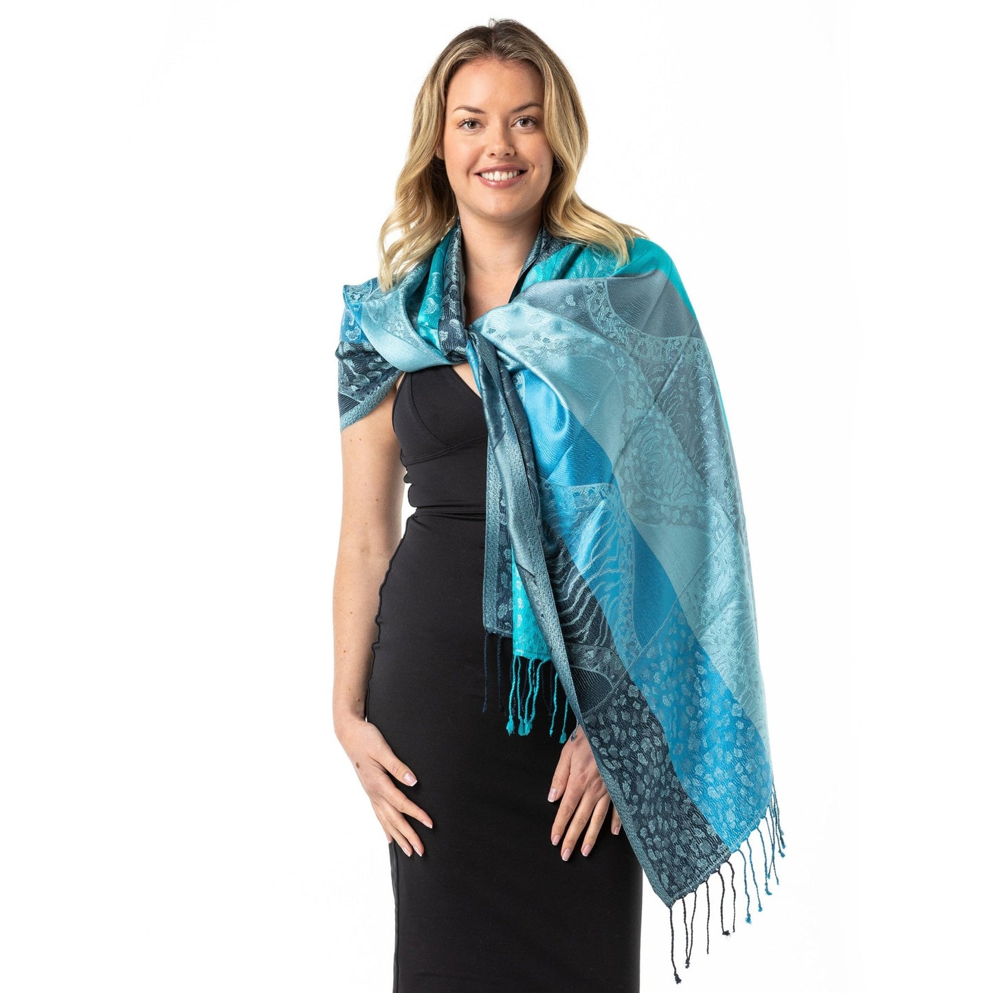 Seven Shades Of Blue Pure Silk Shawl - Opal Merino