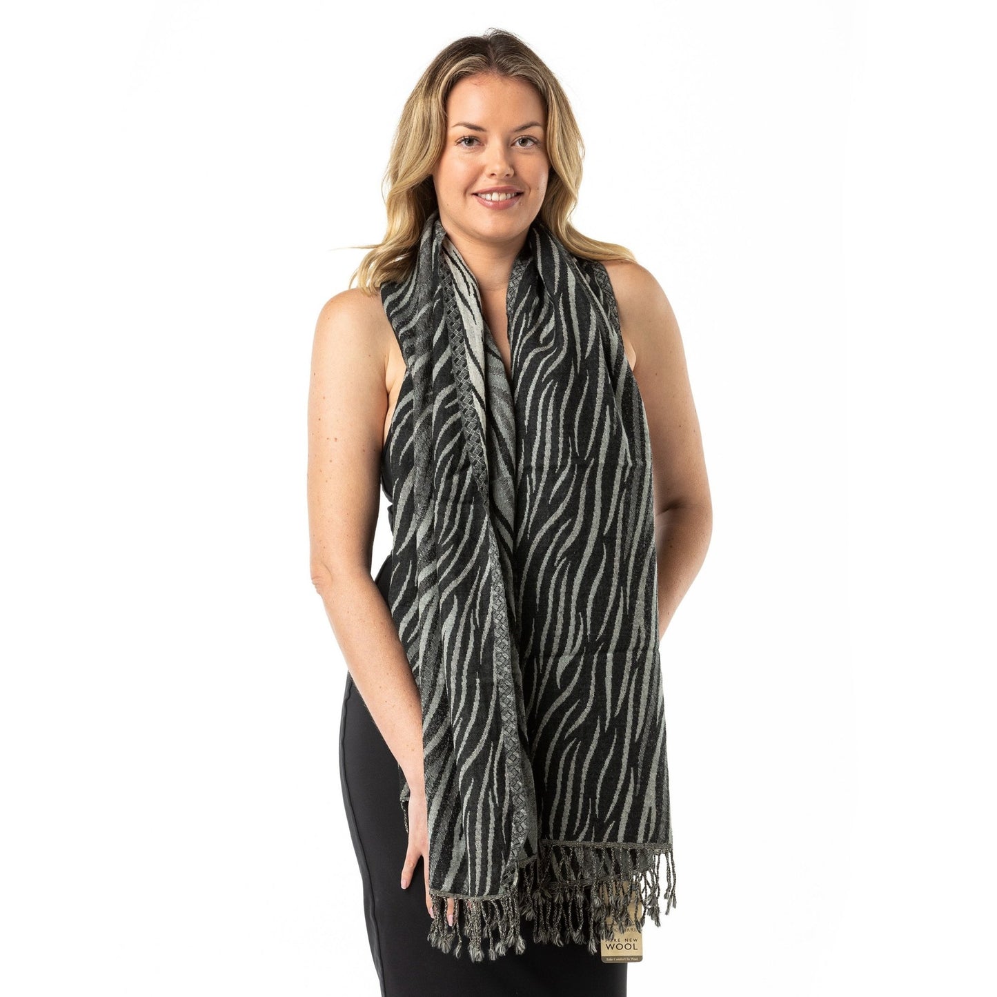 Zebra Print Merino Wool Shawl - Opal Merino